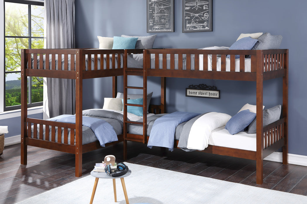 Rowe (3) Corner Bunk Bed in Cherry - B2013CNDC-1* - FAMSA Furniture (TX)