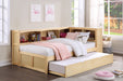 Bartly (4) Twin Bookcase Corner Bed with Twin Trundle in Natural - B2043BC-1BCR* - FAMSA Furniture (TX)