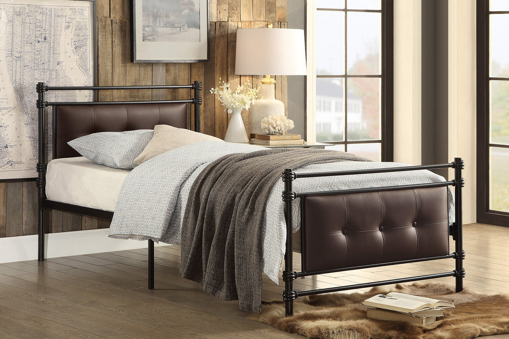 Jayla Twin Platform Bed in Brown/Black/Metal - 2050T-1 - FAMSA Furniture (TX)