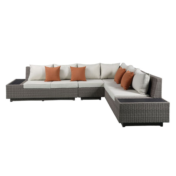 Salena Patio Sectional Sofa w/4 Pillows & Coffee Table - Image 3