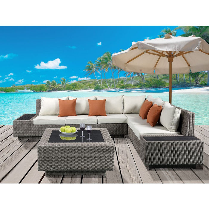 Patio Sectional Sofa w/4 Pillows & Coffee Table - Image 9