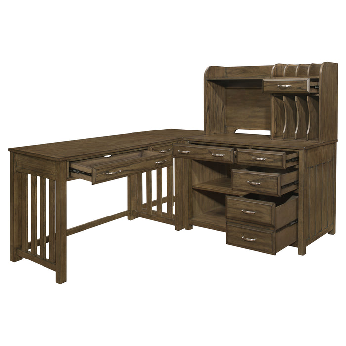 Blanche 4pc Corner Desk (Desk+Corner+Credenza+Hutch) in Brown - 4522*4 - FAMSA Furniture (TX)