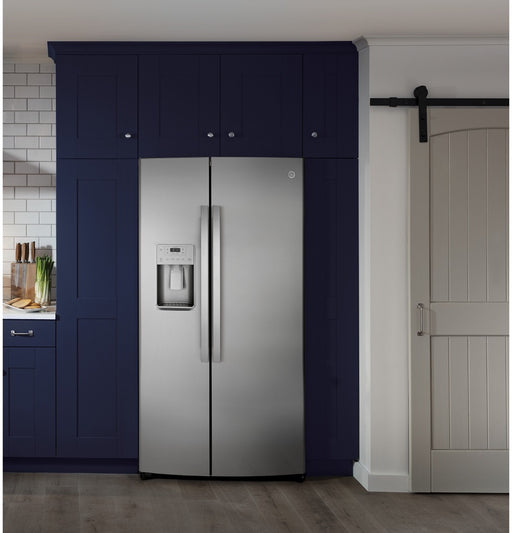GE 25.1 Cu. Ft. Fingerprint Resistant Side-By-Side Refrigerator - FAMSA Furniture (TX)