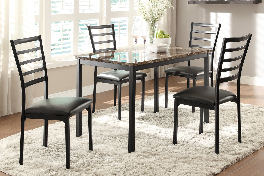 Flannery Dining Table, Faux Marble Top in Black/Brown - 5038-48 - FAMSA Furniture (TX)