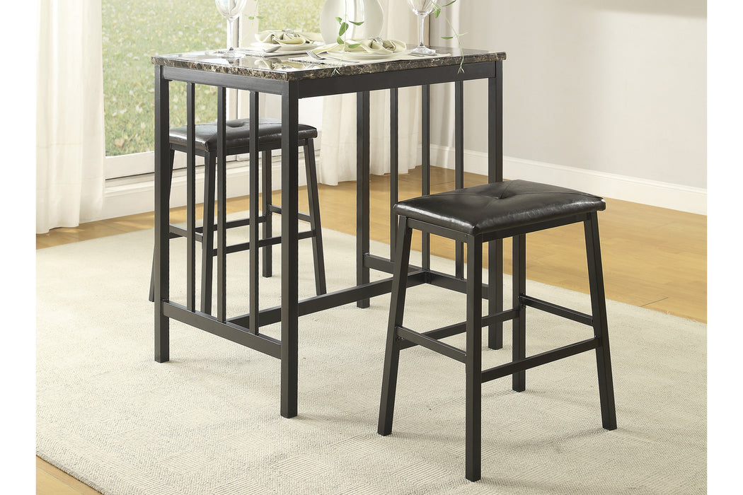 Edgar 3-Piece Pack Counter Height Set in Brown/Black - 5106BK - FAMSA Furniture (TX)