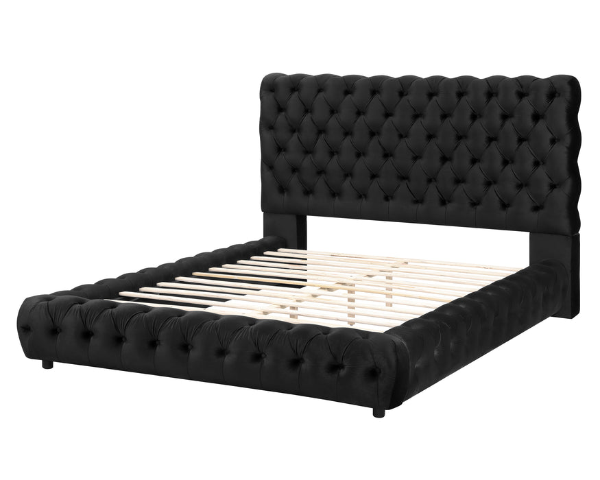 Flory Queen Upholstered Platform Bed - Black