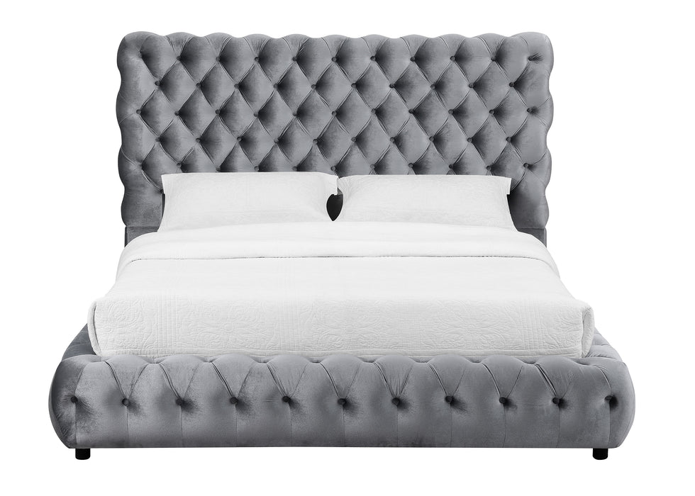 Flory King Upholstered Platform Bed - Gray