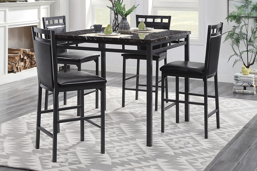 Olney 5-Piece Pack Counter Height Set, Faux Marble Top in Brown/Black - 5275-36 - FAMSA Furniture (TX)