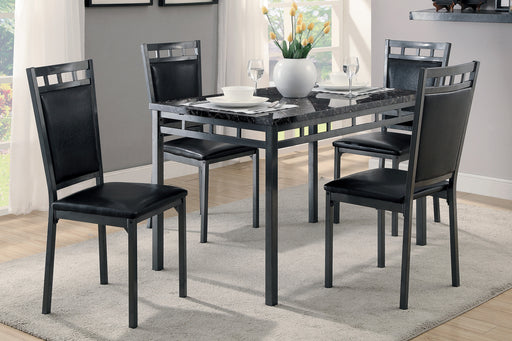 Olney 5-Piece Pack Dinette Set, Faux Marble Top in Brown/Black - 5275 - FAMSA Furniture (TX)