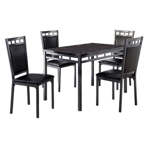 Olney 5-Piece Pack Dinette Set, Faux Marble Top in Brown/Black - 5275 - FAMSA Furniture (TX)