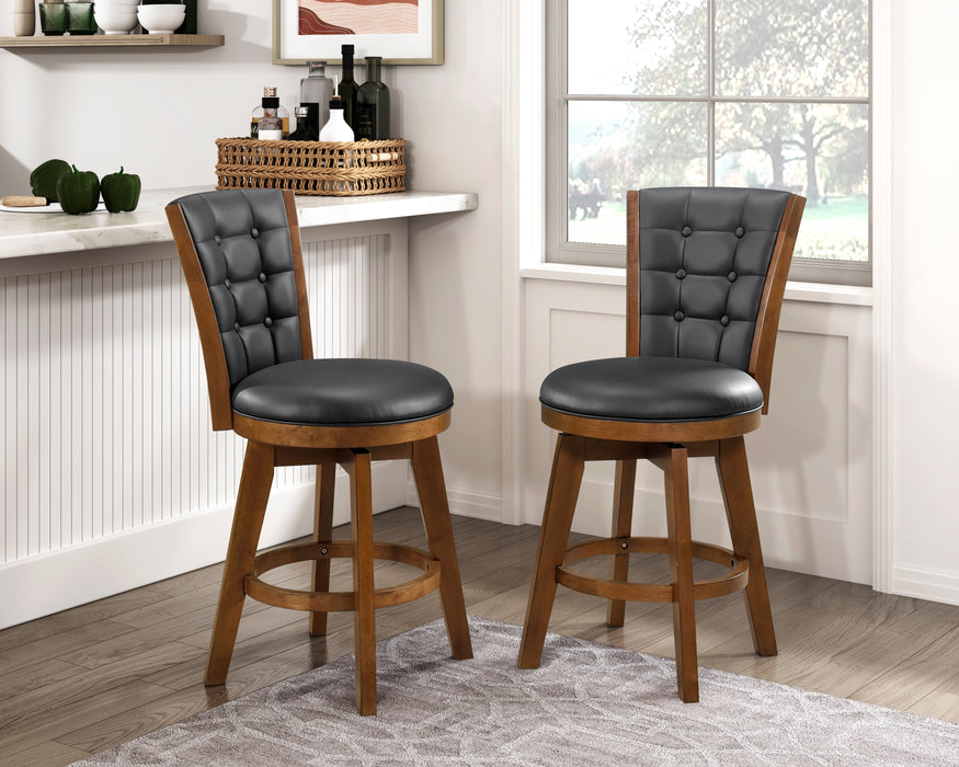Medford Swivel Counter Height Chair in Black/Chestnut - 5505-24BKS - FAMSA Furniture (TX)