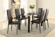 Florian Dining Table, Glass Top in Gold/Silver/Champagne/Transparent/Black - 5538BK* - FAMSA Furniture (TX)