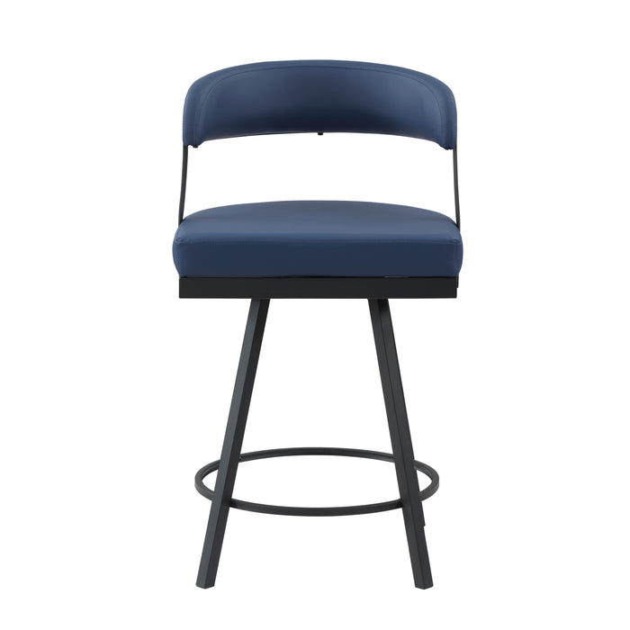 Crowley Swivel Counter Height Chair in Black/Blue - 5565-24BU - FAMSA Furniture (TX)