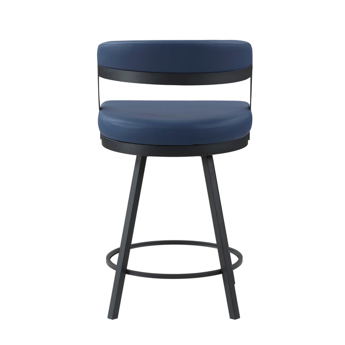 Crowley Swivel Counter Height Chair in Black/Blue - 5565-24BU - FAMSA Furniture (TX)