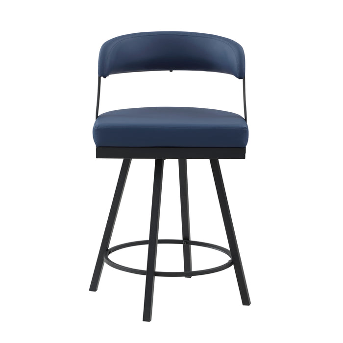 Crowley Swivel Counter Height Chair in Black/Blue - 5565-24BU - FAMSA Furniture (TX)