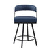 Crowley Swivel Counter Height Chair in Black/Blue - 5565-24BU - FAMSA Furniture (TX)