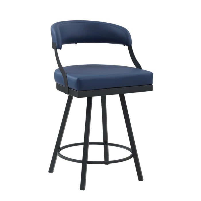 Crowley Swivel Counter Height Chair in Black/Blue - 5565-24BU - FAMSA Furniture (TX)