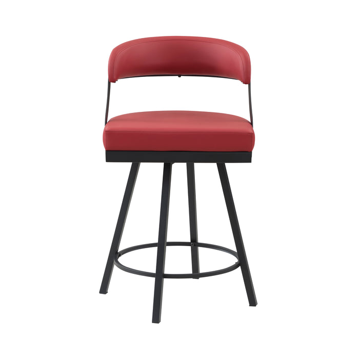 Crowley Swivel Counter Height Chair in Black/Red - 5565-24RD - FAMSA Furniture (TX)