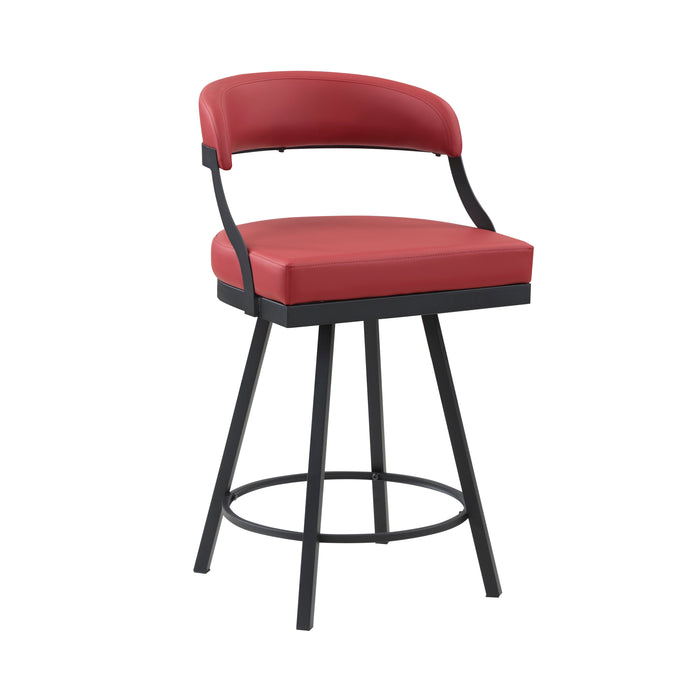 Crowley Swivel Counter Height Chair in Black/Red - 5565-24RD - FAMSA Furniture (TX)