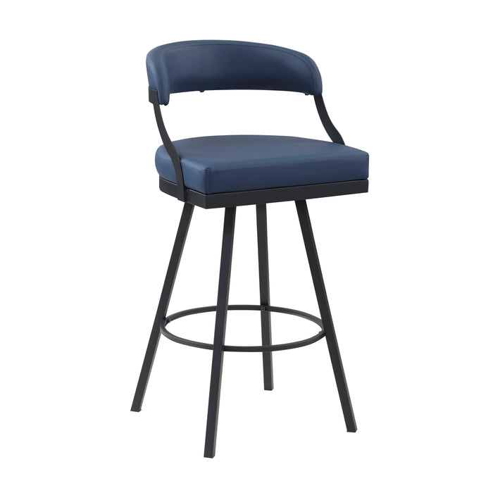 Crowley Swivel Pub Height Chair in Black/Blue - 5565-29BU - FAMSA Furniture (TX)