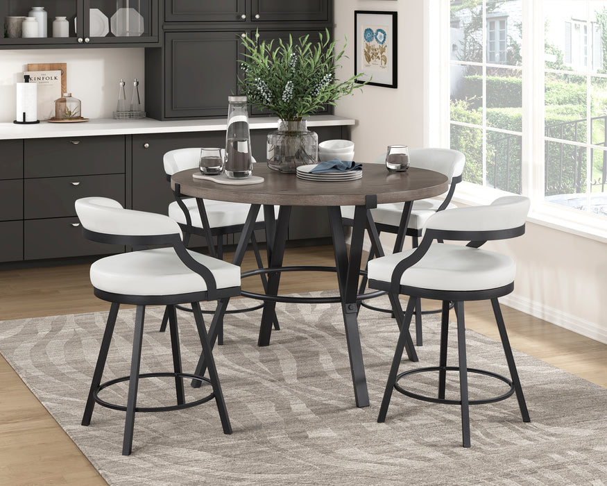 Crowley Swivel Counter Height Chair in Black/White - 5565-24WT - FAMSA Furniture (TX)