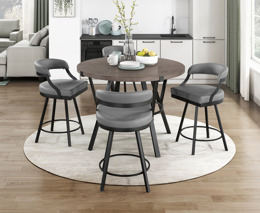 Crowley Swivel Counter Height Chair in Black/Gray - 5565-24GY - FAMSA Furniture (TX)