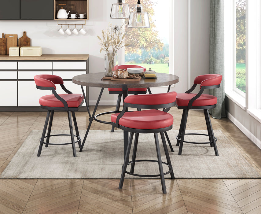 Crowley Swivel Counter Height Chair in Black/Red - 5565-24RD - FAMSA Furniture (TX)