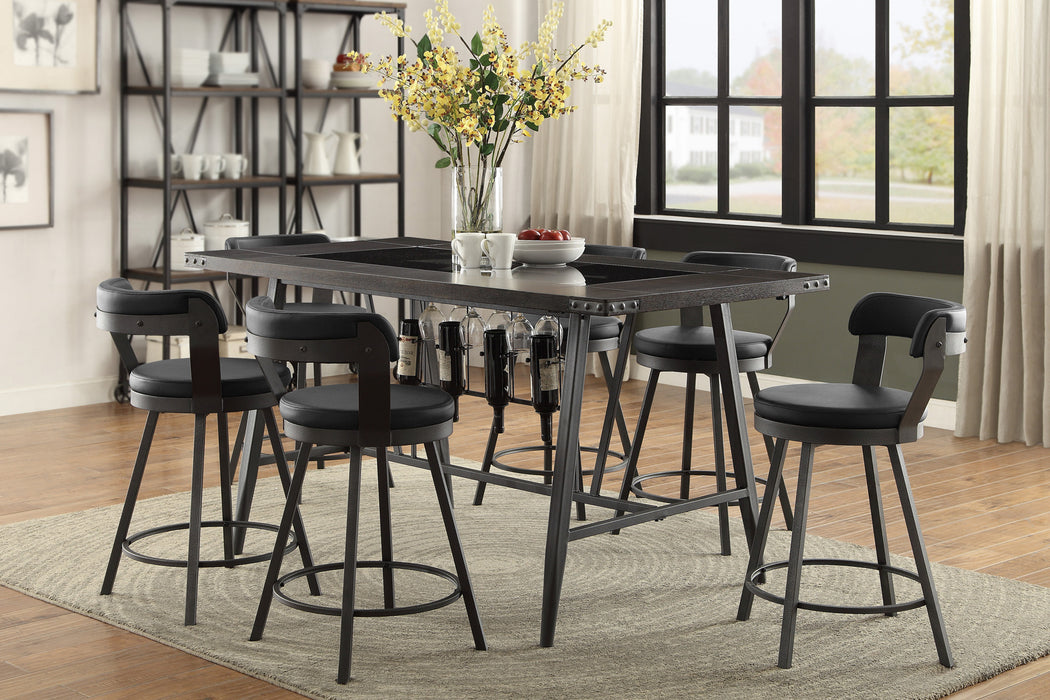 Appert Swivel Counter Height Chair, Black in Black/Gray - 5566-24BK - FAMSA Furniture (TX)