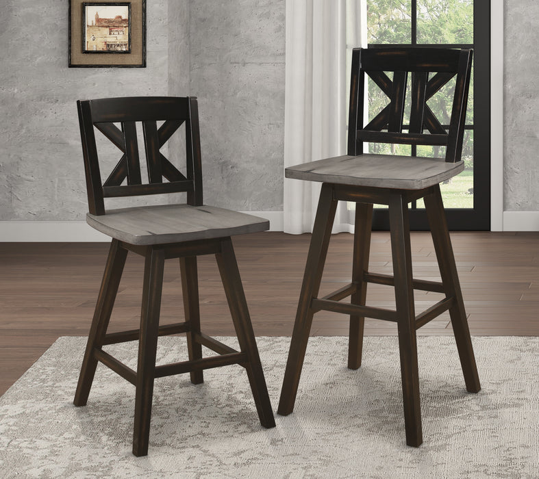 Amsonia Swivel Pub Height Chair in Black/Gray - 5602-29BKS1 - FAMSA Furniture (TX)