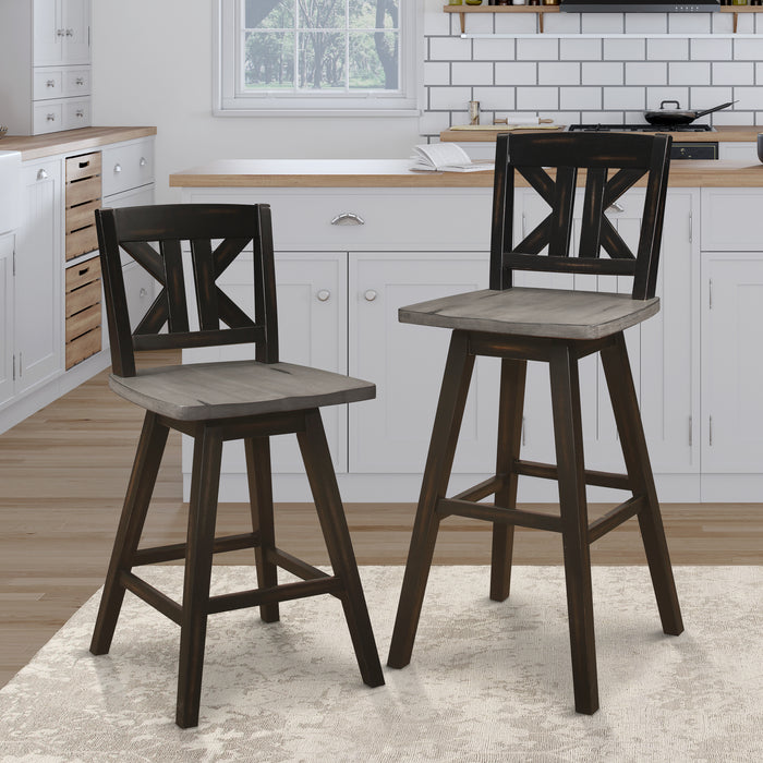Amsonia Swivel Pub Height Chair in Black/Gray - 5602-29BKS1 - FAMSA Furniture (TX)