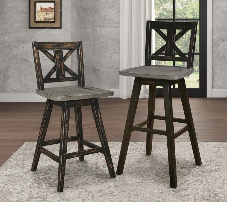 Amsonia Swivel Pub Height Chair in Black/Gray - 5602-29BK - FAMSA Furniture (TX)