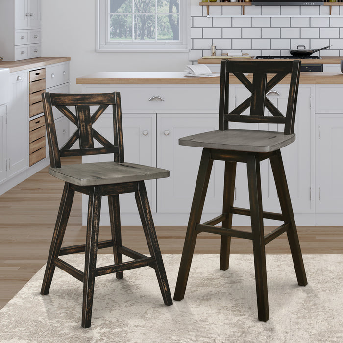 Amsonia Swivel Pub Height Chair in Black/Gray - 5602-29BK - FAMSA Furniture (TX)