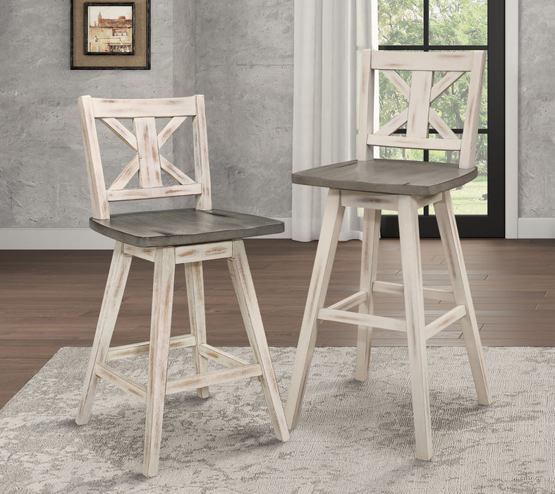 Amsonia Swivel Pub Height Chair in White/Gray - 5602-29WT - FAMSA Furniture (TX)