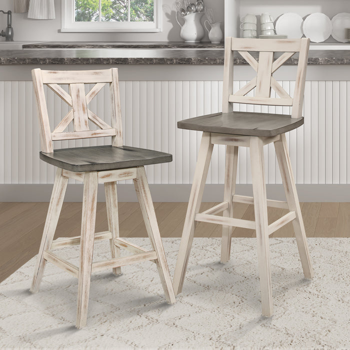 Amsonia Swivel Pub Height Chair in White/Gray - 5602-29WT - FAMSA Furniture (TX)