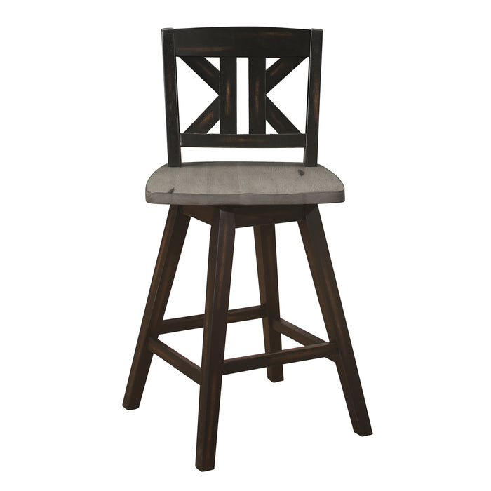 Amsonia Swivel Counter Height Chair in Black/Gray - 5602-24BKS1 - FAMSA Furniture (TX)