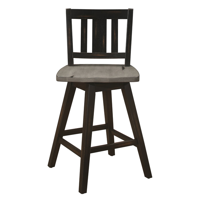 Amsonia Swivel Counter Height Chair in Black/Gray - 5602-24BKS2 - FAMSA Furniture (TX)