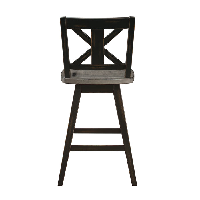 Amsonia Swivel Counter Height Chair, Black in Black/Gray - 5602-24BK - FAMSA Furniture (TX)