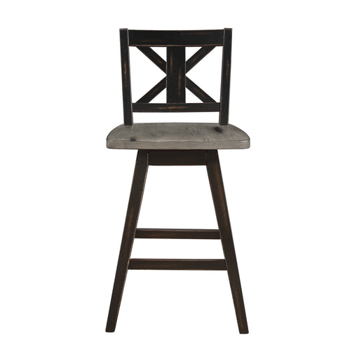 Amsonia Swivel Counter Height Chair, Black in Black/Gray - 5602-24BK - FAMSA Furniture (TX)
