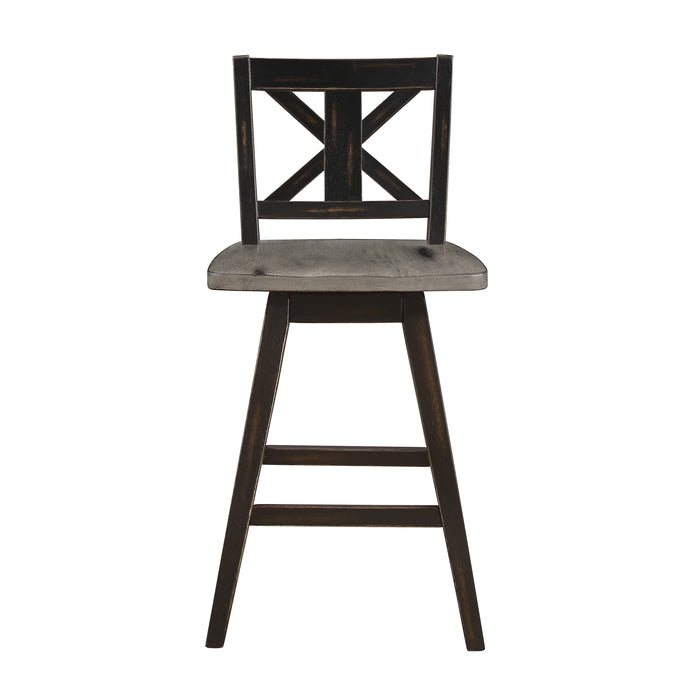 Amsonia Swivel Counter Height Chair, Black in Black/Gray - 5602-24BK - FAMSA Furniture (TX)