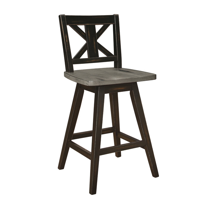 Amsonia Swivel Counter Height Chair, Black in Black/Gray - 5602-24BK - FAMSA Furniture (TX)