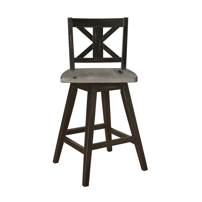 Amsonia Swivel Counter Height Chair, Black in Black/Gray - 5602-24BK - FAMSA Furniture (TX)