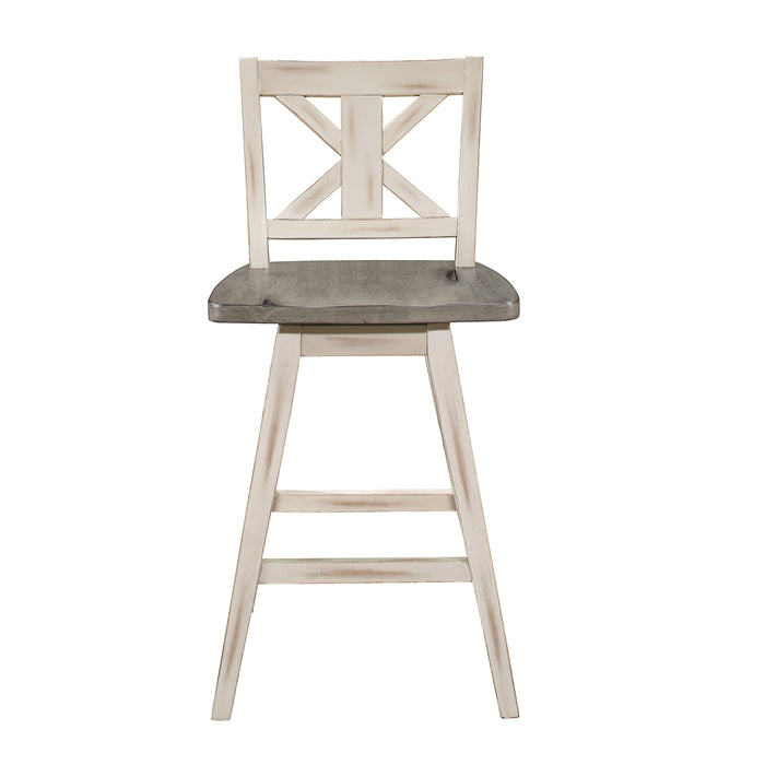 Amsonia SWIVEL COUNTER HEIGHT CHAIR, WHITE in White/Gray - 5602-24WT - FAMSA Furniture (TX)