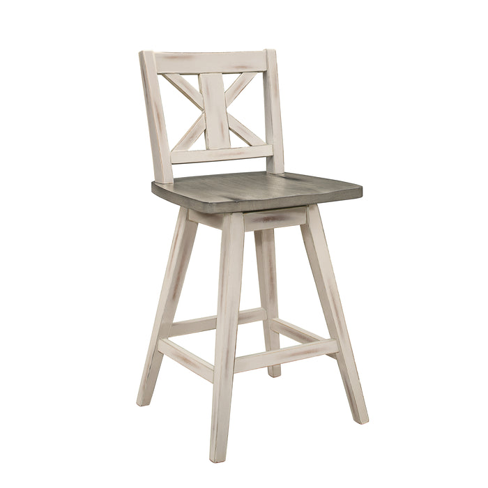 Amsonia SWIVEL COUNTER HEIGHT CHAIR, WHITE in White/Gray - 5602-24WT - FAMSA Furniture (TX)