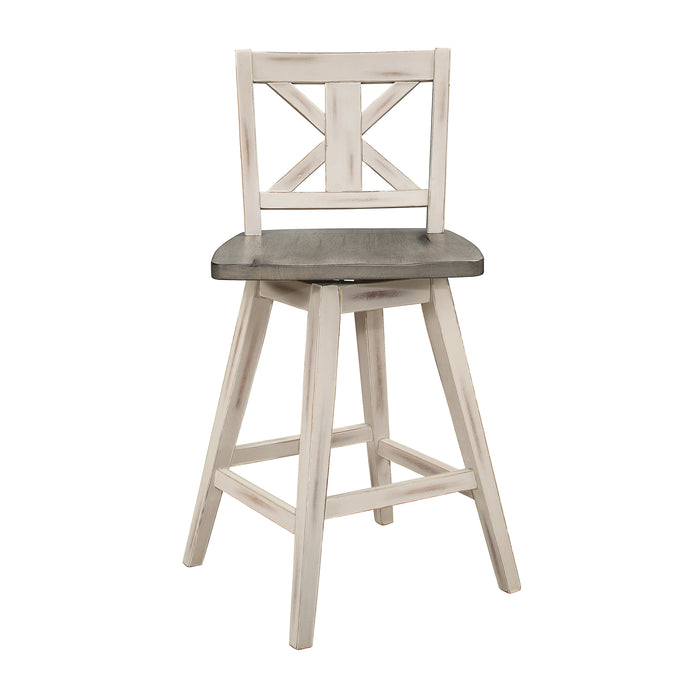 Amsonia SWIVEL COUNTER HEIGHT CHAIR, WHITE in White/Gray - 5602-24WT - FAMSA Furniture (TX)