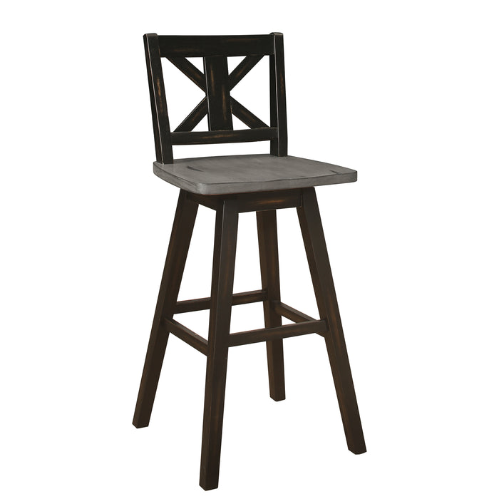 Amsonia Swivel Pub Height Chair in Black/Gray - 5602-29BK - FAMSA Furniture (TX)
