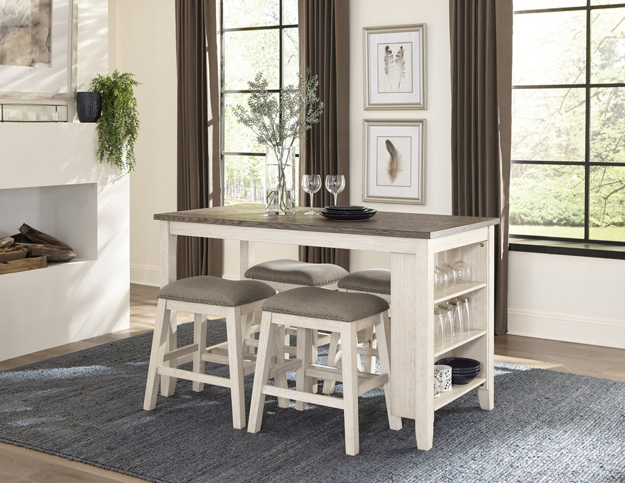 Timbre Counter Height Stool in White/Brown - 5603WW-24 - FAMSA Furniture (TX)