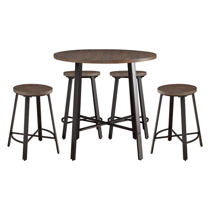 Chevre 5pc Set (TB+4S) in Brown/Gray/Metal - 5607-36RD*5 - FAMSA Furniture (TX)