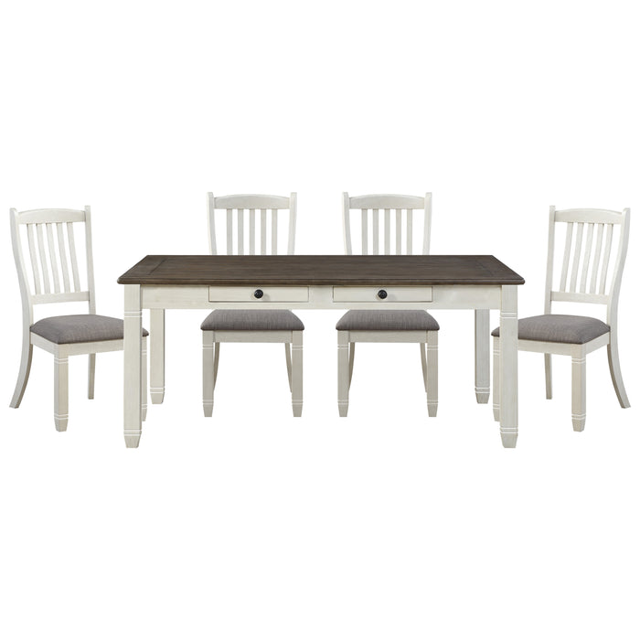 Granby 5pc Set (TB+4S) in White/Brown/Gray - 5627NW-72*5 - FAMSA Furniture (TX)