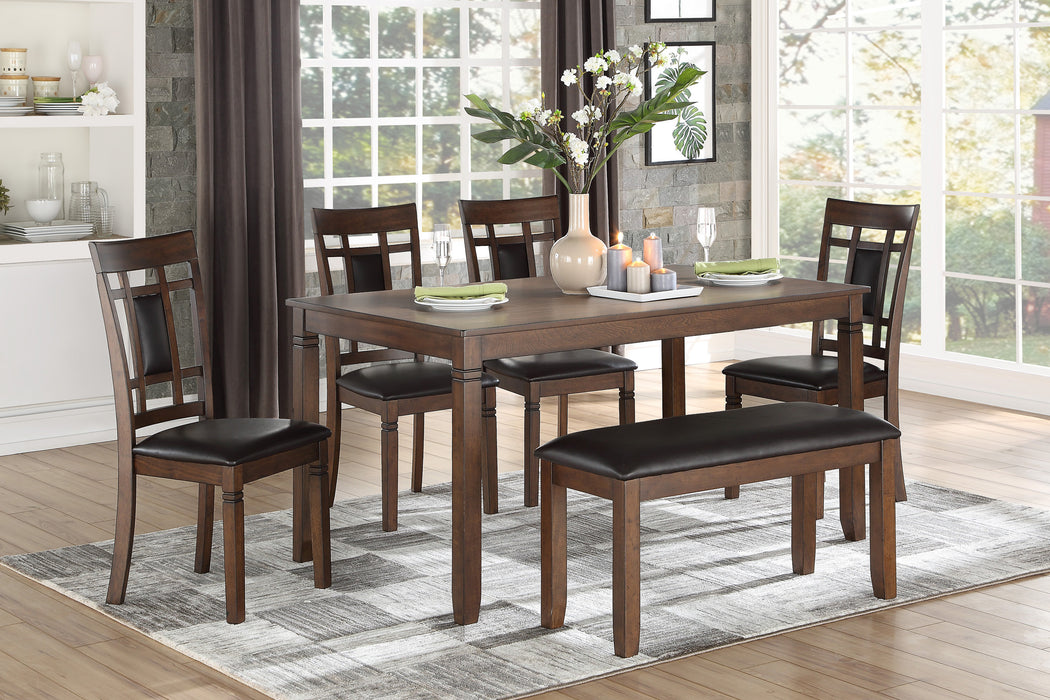 Salton 6-Piece Pack Dinette Set in Brown/Cherry - 5658 - FAMSA Furniture (TX)