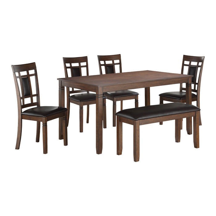 Salton 6-Piece Pack Dinette Set in Brown/Cherry - 5658 - FAMSA Furniture (TX)